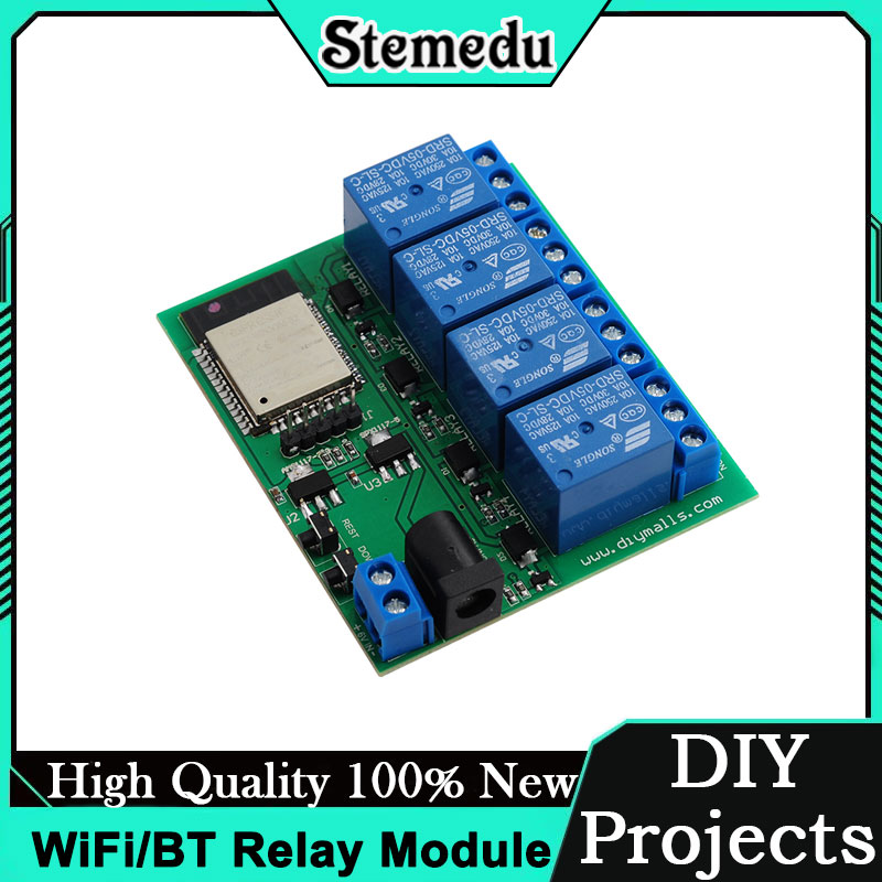 Iot Diy Home Automation - ESP32S 4-Kanal-WLAN/Bluetooth-Relaismodul mit integrierter Antenne für
