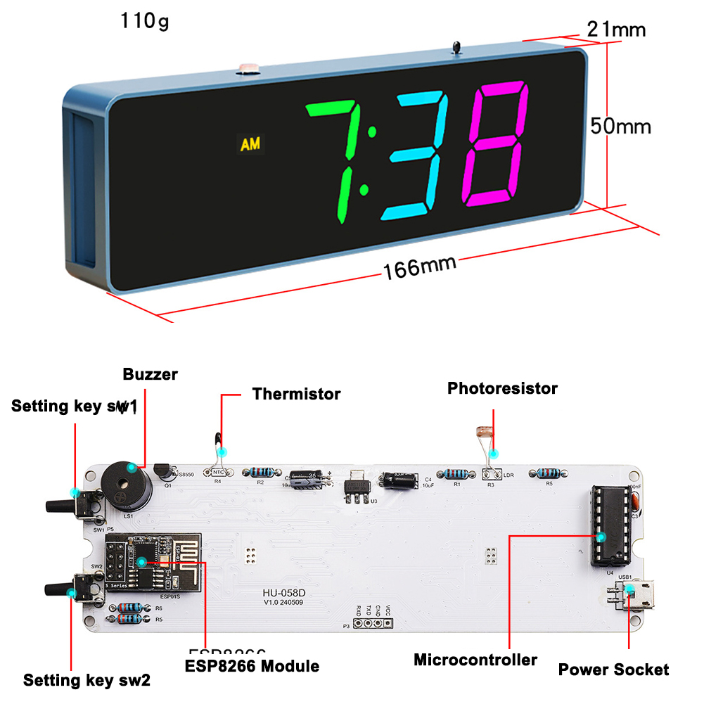 Esp8266 iot bunte wifi uhr kit – Home Automation Diy Bewertung und Preis