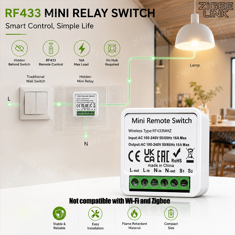 RF433MHz 16A Mini Smart Relais – Home Automation Systems Diy Bewertung und Preis
