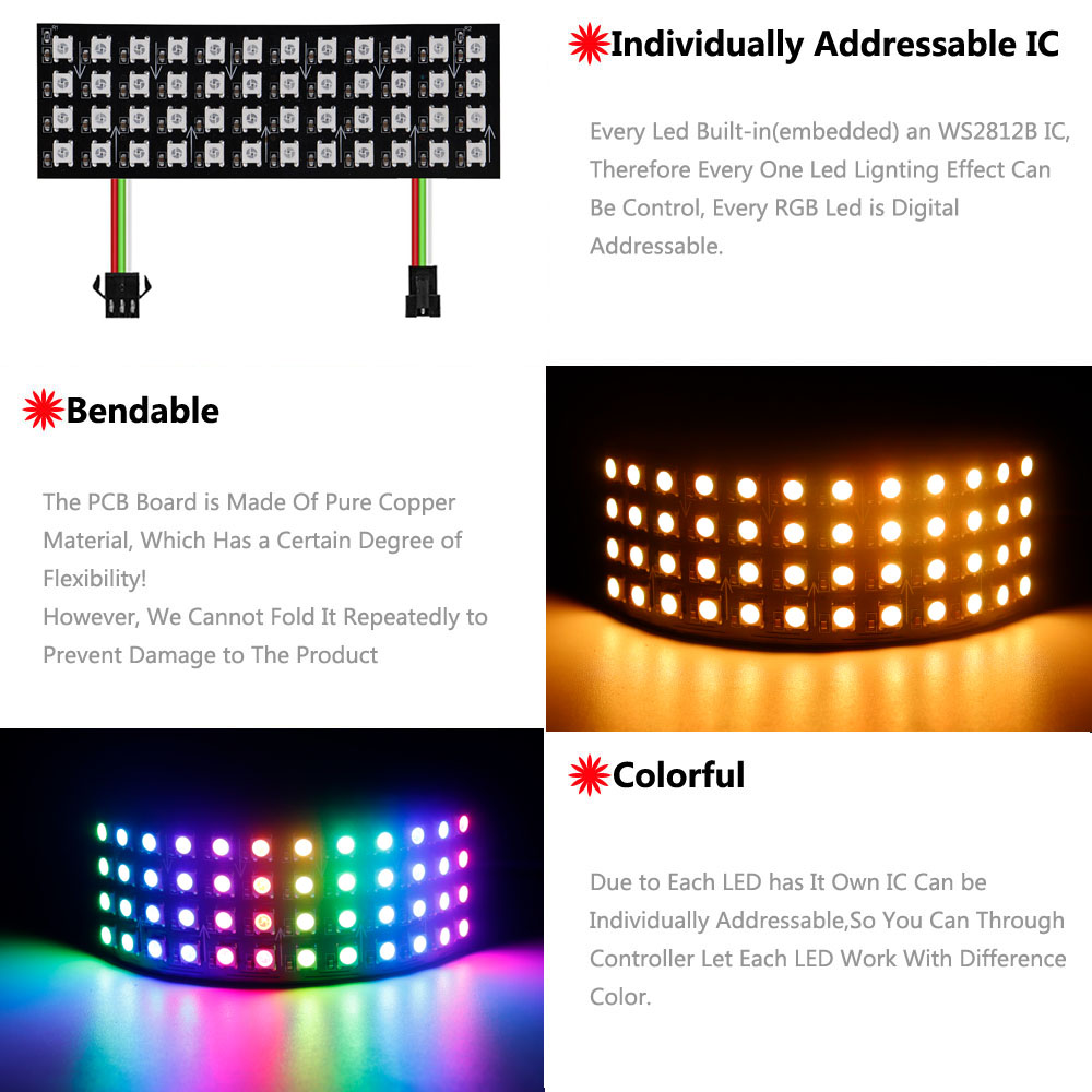 DC5V WS2812B RGB LED-Panel-Bil – Rgb Led Matrix 8X8 Bewertung und Preis